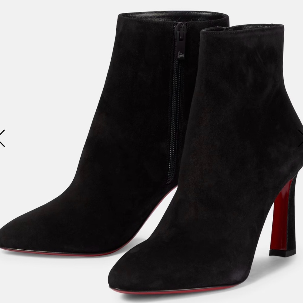 Christian Louboutin Black Ankle Booties with protective red sole covers